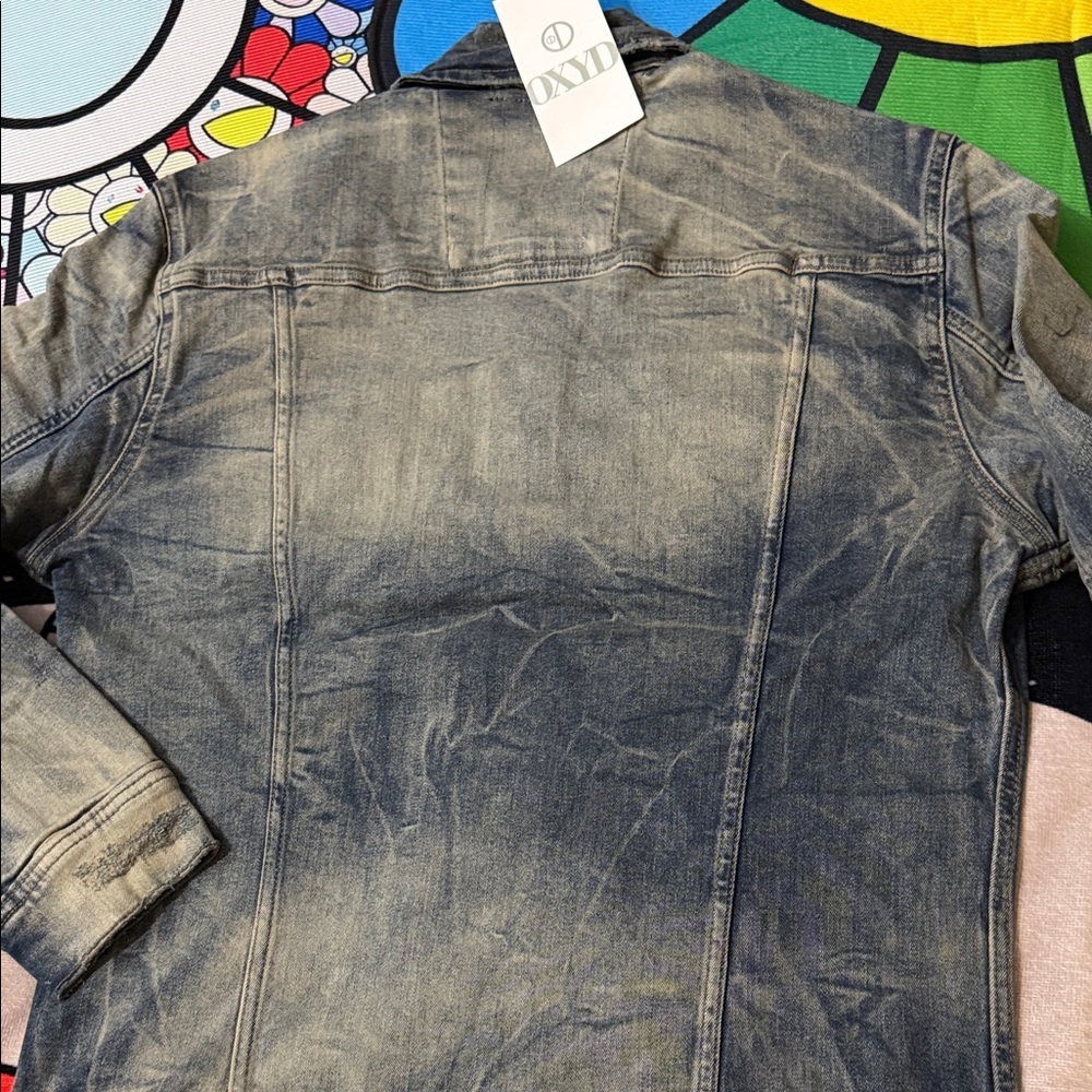 OXYD Premium Denim Men's Distressed Denim Jacket, Size Small - Picture 14 of 16
